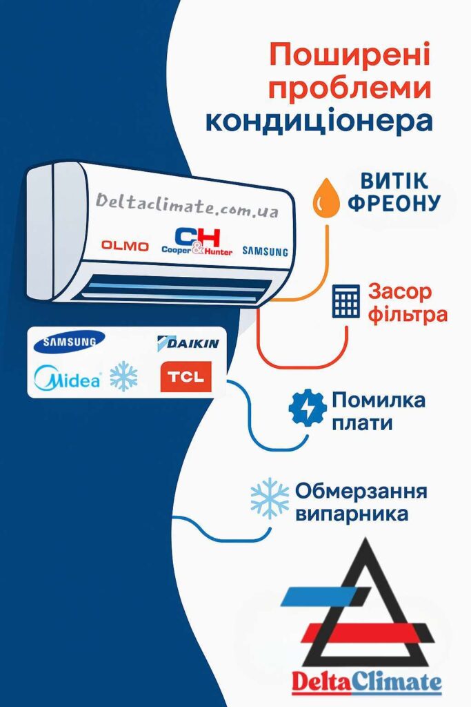 Типичные причины ремонта кондиционеров – визуальная схема